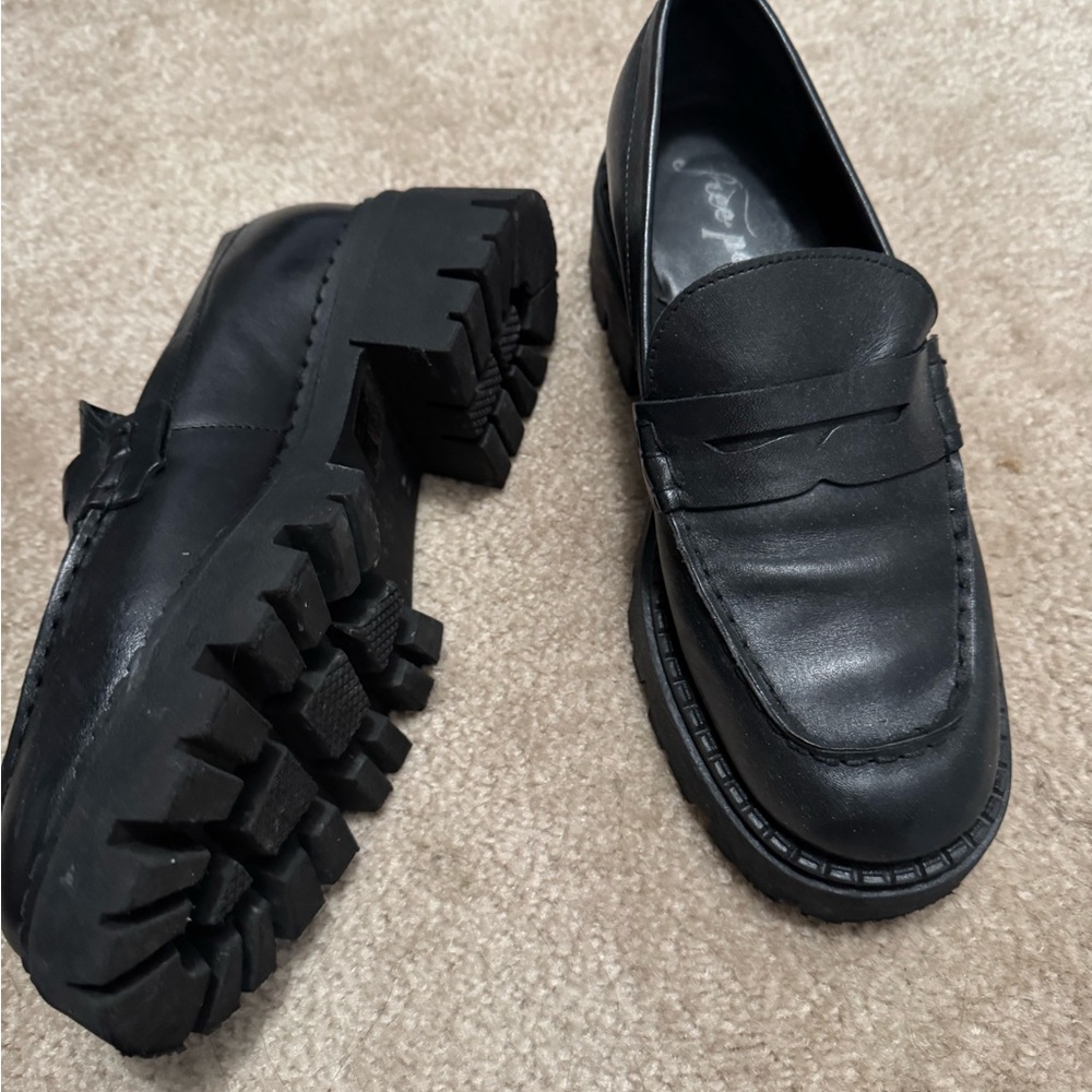 Free People Black Chunky Sole Loafers